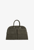 Tommy Hilfiger METAL LOGO SUEDE DUFFEL BAG - Weekend bag - willow green
