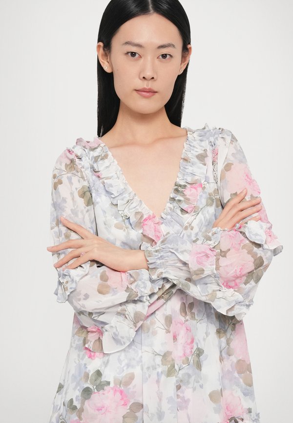 Needle & Thread EXCLUSIVE CAMILLES GARDEN CHIFFON LONG SLEEVE MICRO MINI DRESS