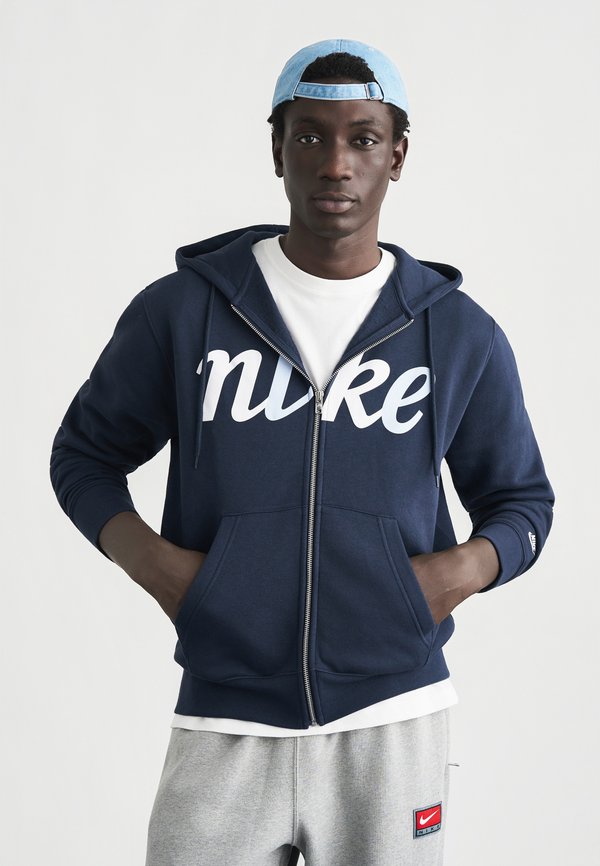 Nike Sportswear CLUB HOOD - Zip-up sweatshirt - obsidian