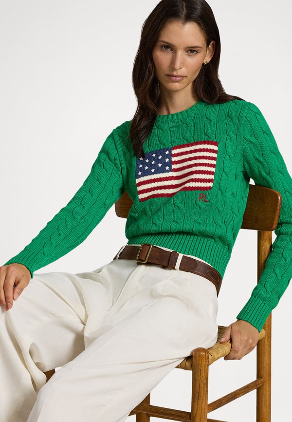 Polo Ralph Lauren FLAG SHRUNKEN CABLE COTTON SWEATER