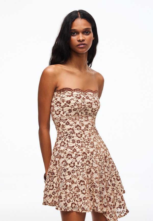 Bershka BANDEAU MINI DRESS - Day dress - dark green