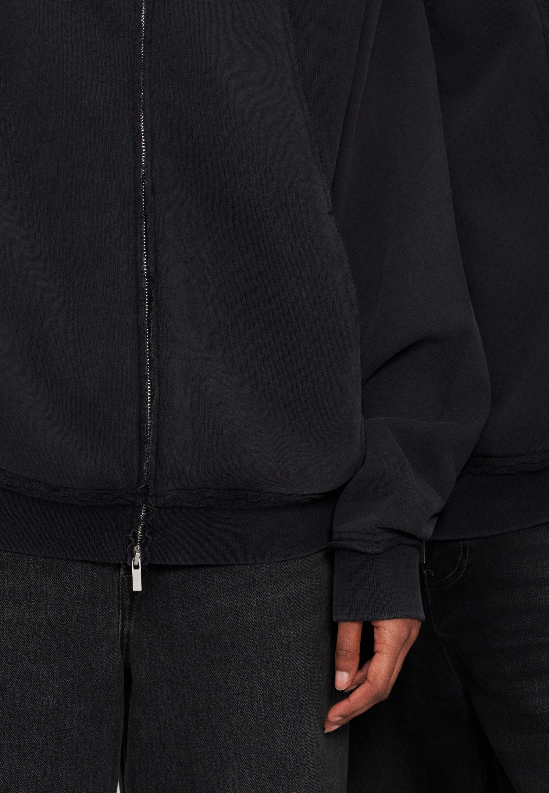 YOURTURN LOOSE FIT REVERSE SEAMS ZIP-UP HOODIE