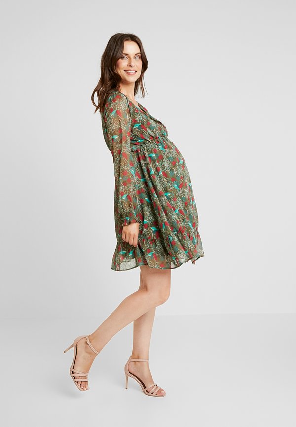 ohma! NURSING PRINTED CROSSED DRESS