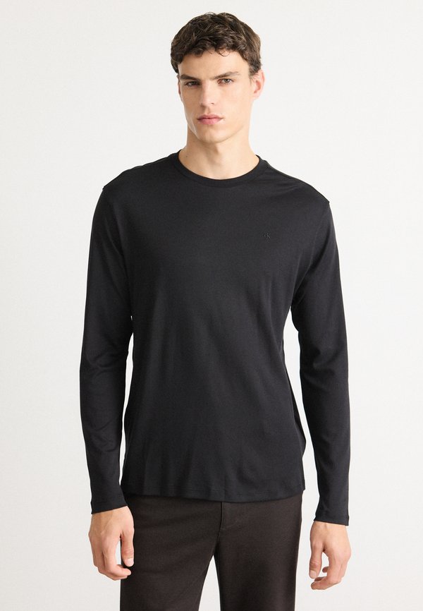 Calvin Klein INTERLOCK SOLID CREWNE - Long sleeved top - black