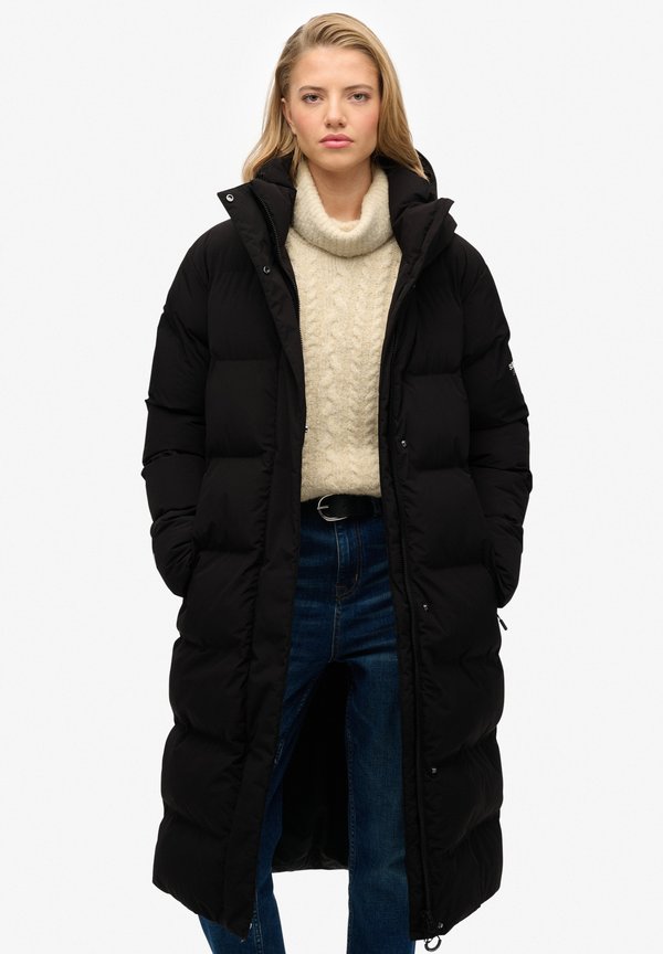 Superdry & Co HOODED LONGLINE PUFFER - Winter coat - black