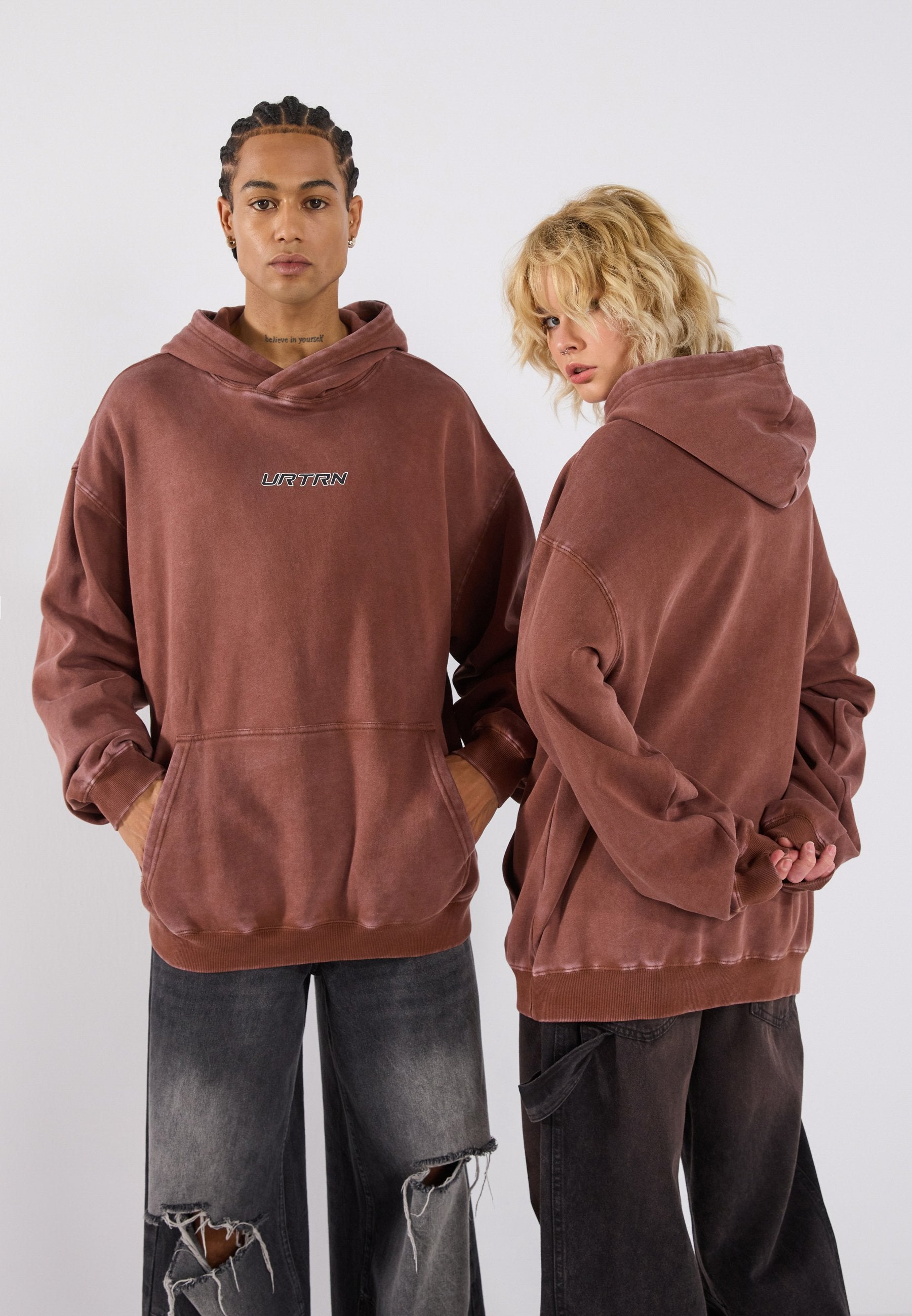 YOURTURN UNISEX RELAXED FIT WASHED HOODIE