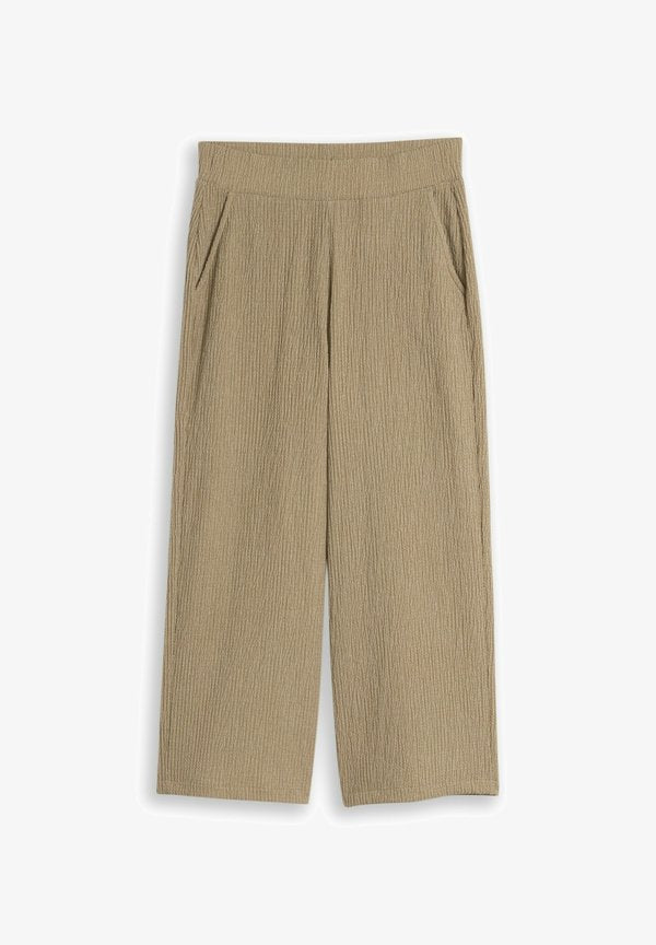 TOM TAILOR CRINKLE CULOTTE HOSE - Trousers - olive white structure