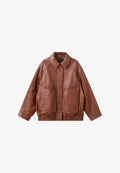 Mango Leather jacket - cognac