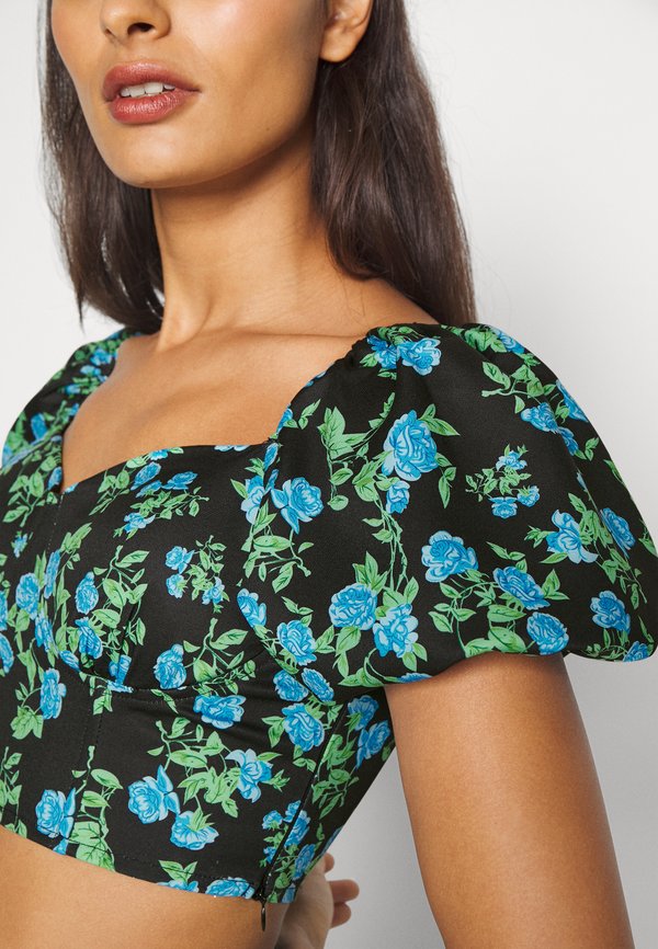 IN THE STYLE PERRIE SIAN FLORAL PUFF SLEEVE CROP