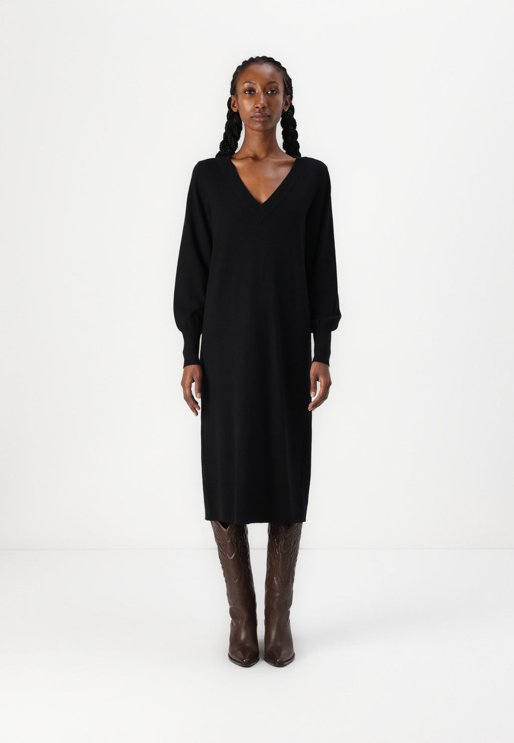 VILA VIAMANDA LONG V NECK DRESS