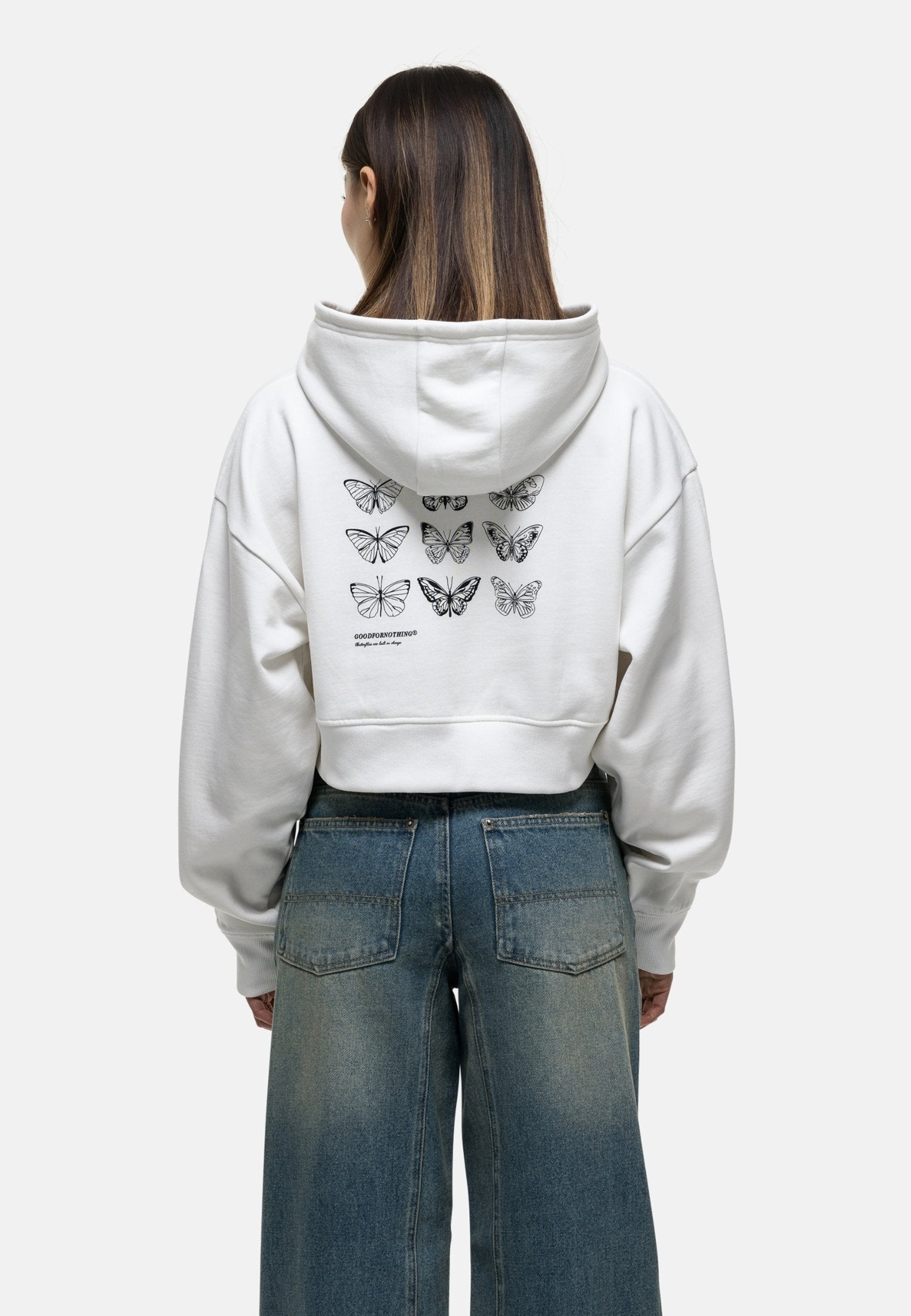 Good For Nothing METAMORPHOSIS OFF WHITE CROPPED HOODIE