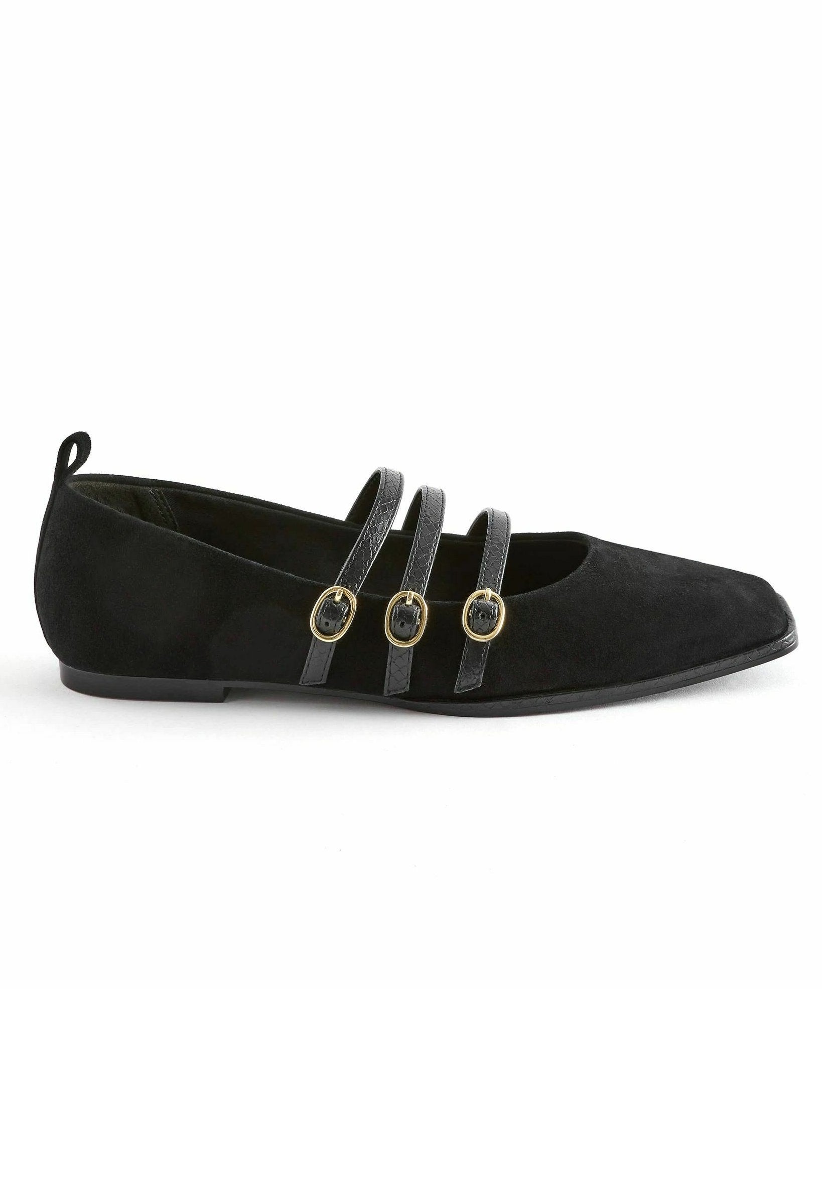 Next FOREVER COMFORTÂ® TRIPLE STRAP SQUARE TOE FLAT SHOES