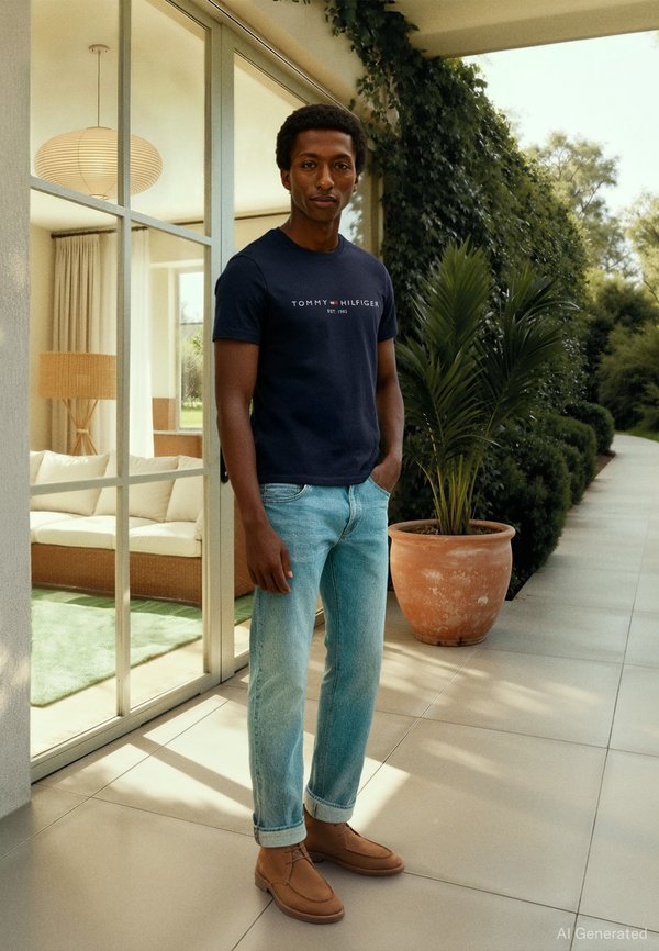 Tommy Hilfiger CORE LOGO TEE - Print T-shirt - blau