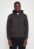 Grauer Reißverschluss-Hoodie aus strukturierter Stoff, mit Kängurutaschen und einer verstellbaren Kapuze. Verfügt über einen taillierten Saum und Bündchen für zusätzliche Wärme.
