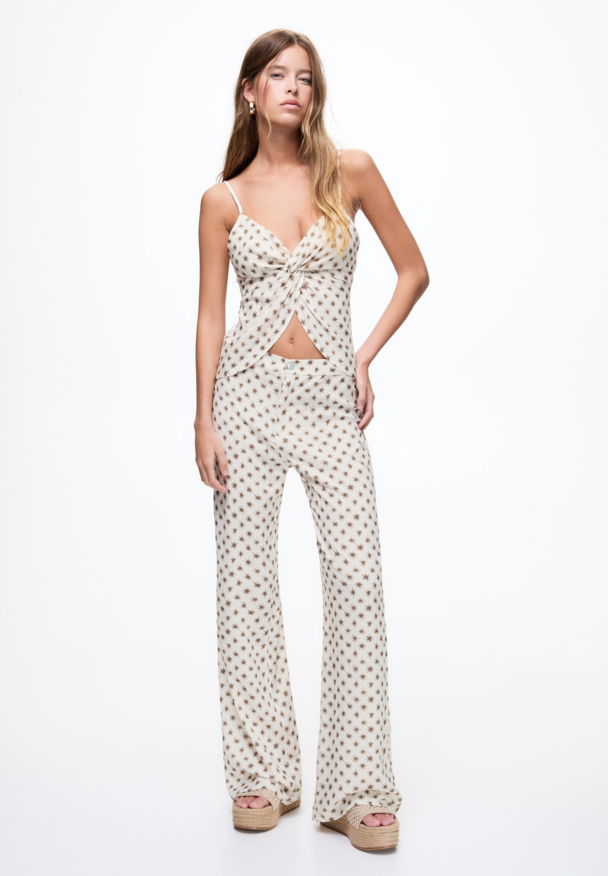 PULL&BEAR PRINTED FLARED