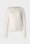 Tommy Hilfiger CABLE KNIT CREW NECK CARDIGAN - Cardigan - ivory petal