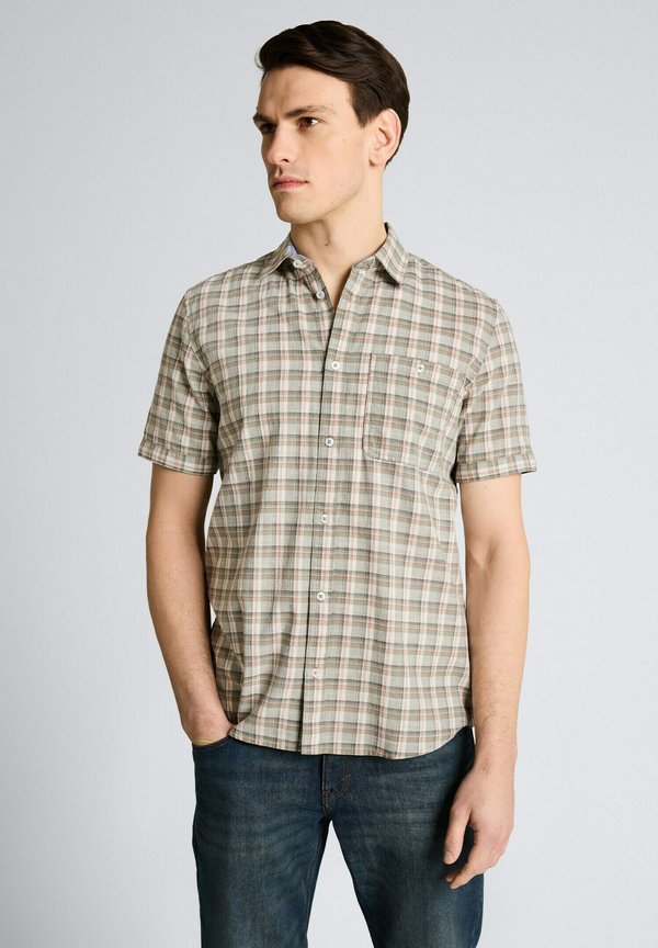TOM TAILOR REGULAR FIT KURZARMMIT KAROMUSTER - Shirt - green/white check