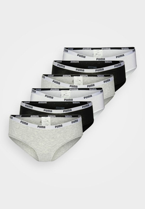 Puma WOMEN HIPSTER 6 PACK - Hipsters - white/grey/black