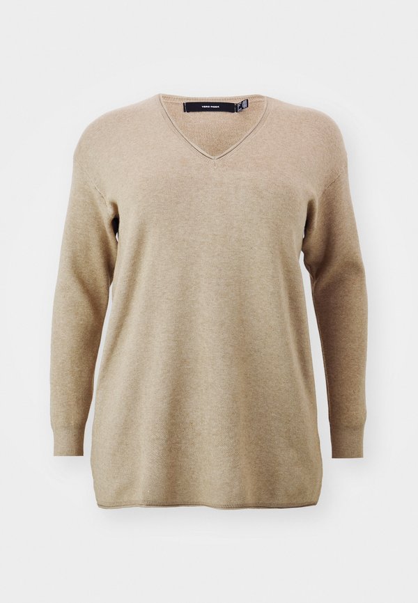 Vero Moda Curve VMCGOLD ROLL LONG VNECK  - Jumper - silver mink