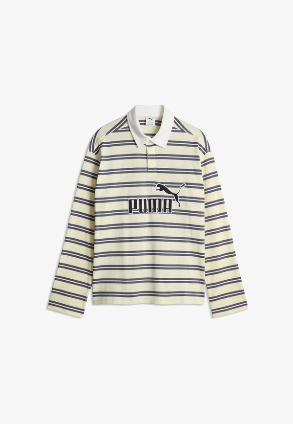 Puma ESS ELEVATED NO.1 RELAXED STRIPED RUGBY POLO UNISEX - Polo shirt - buttercream-striped