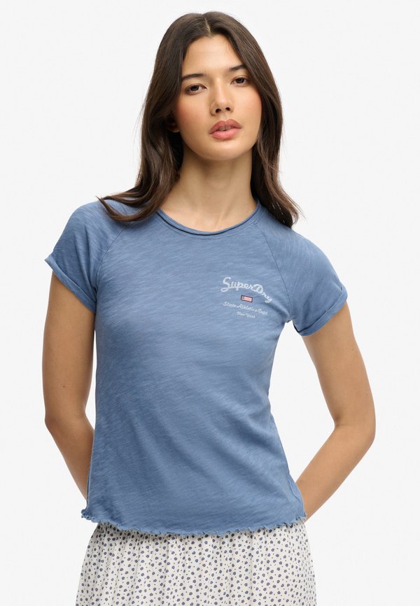 Superdry & Co ATHLETIC ESSENTIALS SLUB GRAPHIC - Print T-shirt - tidal blue