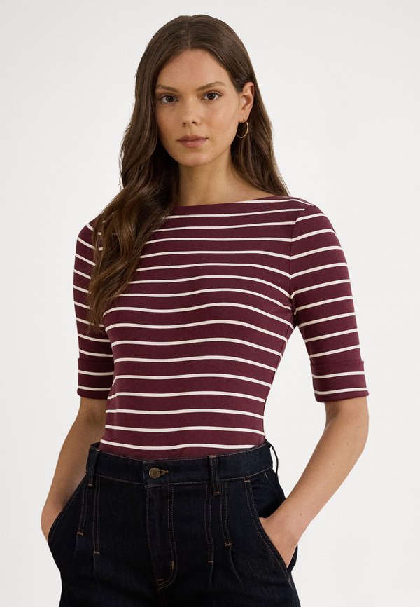 Lauren Ralph Lauren Petite STRIPED STRETCH COTTON BOATNECK TEE