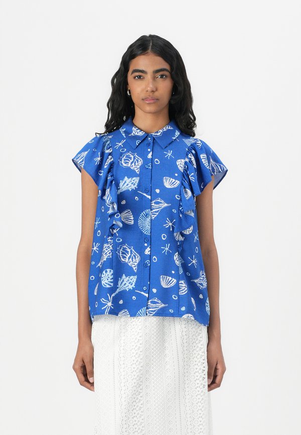 Vero Moda VMSEASHELL FRILL SHIRT - Button-down blouse - nouvean navy