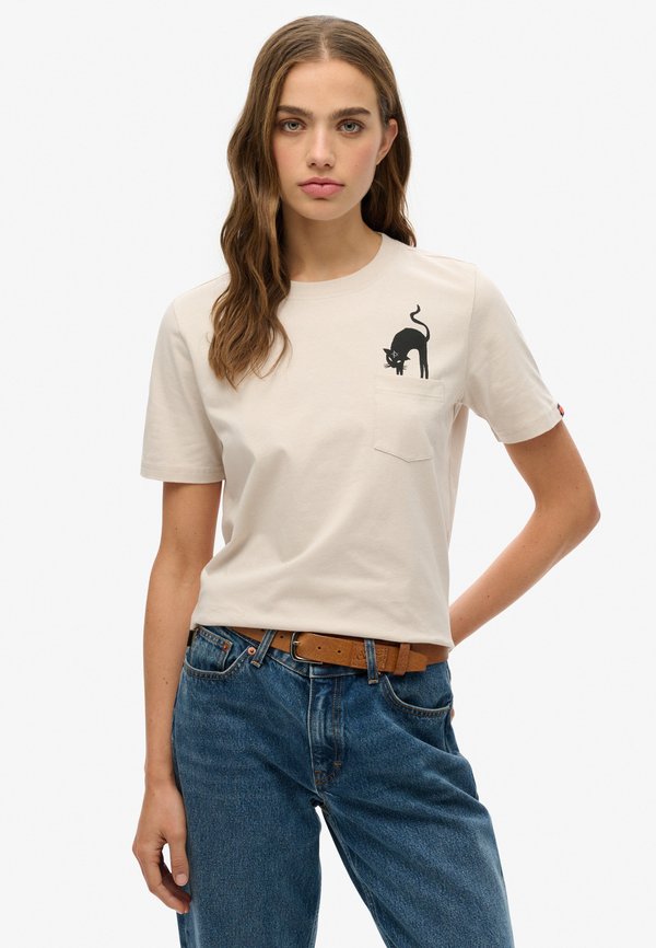 Superdry & Co PSYCHIC READINGS - Print T-shirt - pumice stone beige