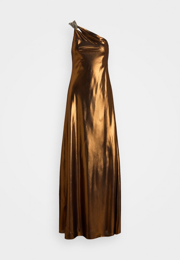 Lauren Ralph Lauren METALLIC CHIFFON ONE-SHOULDER GOWN