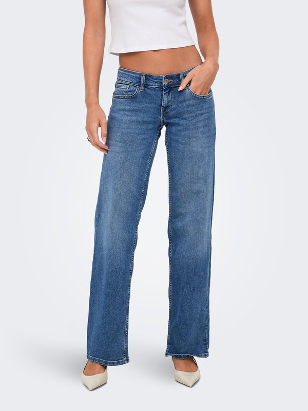 ONLY Wide-fit ONLJULLES Super low waist Wide Leg Fit - Wide Leg - medium blue denim