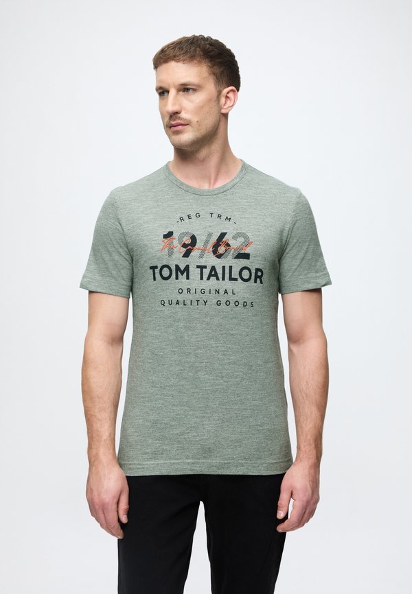 TOM TAILOR FINE STRIPE - Print T-shirt - green navy injected
