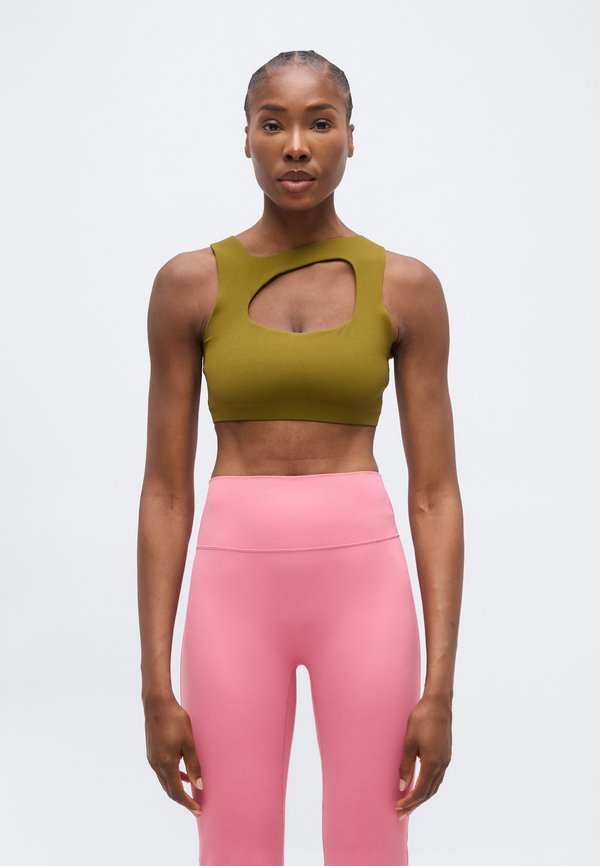Nike Performance ZENVY BRA - Light support sports bra - olive flak/white