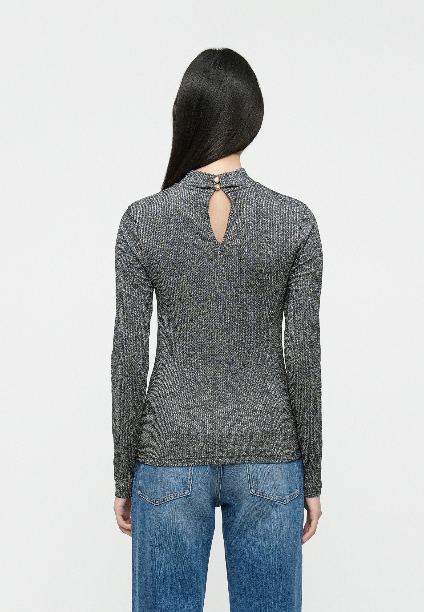 FESTIVE METALLIC SLIM LONG SLEEVE TOP Media 4