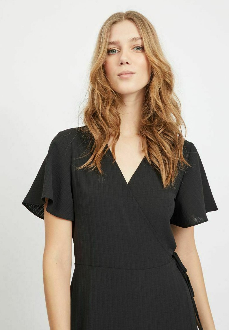VILA VILOVIE S/S WRAP MIDI DRESS - NOOS