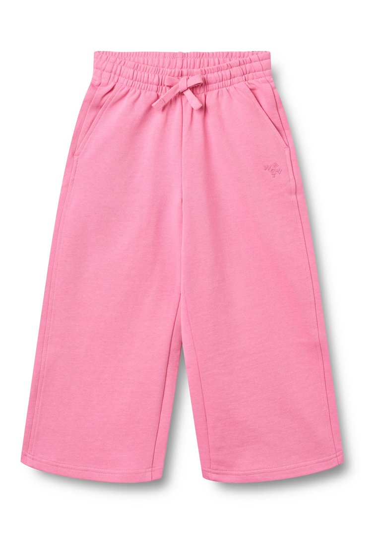 Rosa Baumwollshorts mit elastischem Bund und Kordelzug. Verfügt über seitliche Taschen und ein kleines Logo auf der Vorderseite. Weicher, strukturierter Stoff.