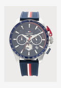 Tommy Hilfiger BANK - Chronograph watch - silver-coloured/blue/red