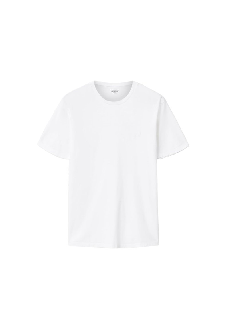 Weißes Baumwoll-T-Shirt mit kurzen Ärmeln, Rundhalsausschnitt und einem dezenten Logodetail auf der Brust. Weicher Stoff und entspannte Passform.