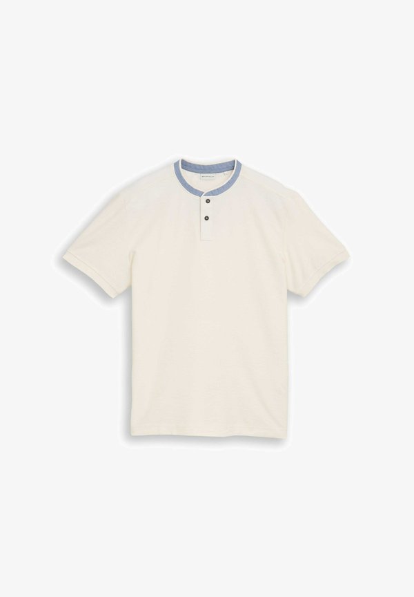 TOM TAILOR POLOSHIRT MIT STEHKRAGEN - Basic T-shirt - gardenia white