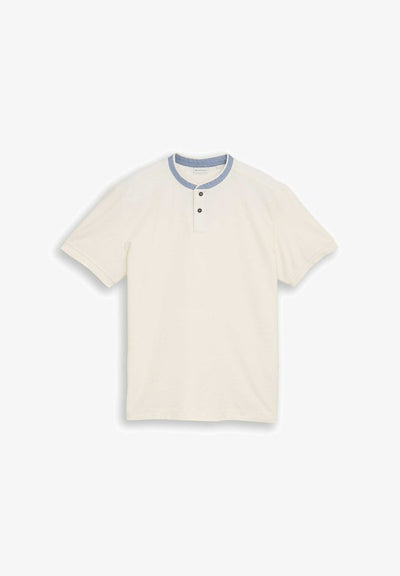 TOM TAILOR POLOSHIRT MIT STEHKRAGEN - Basic T-shirt - gardenia white