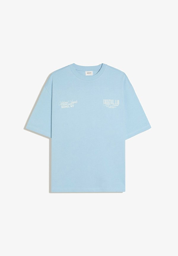 Bershka SHORT SLEEVE BOXY-FIT - PRINT T-SHIRT - Print T-shirt - light blue