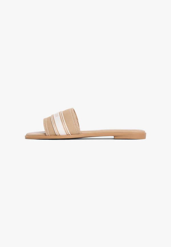 Tommy Hilfiger CANVAS DENIM WEBBING STRAP MULES - Mules - safari