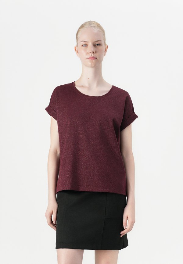 ONLY ONLMOSTER GLITTER S/S TOP NOOS JRS - Basic T-shirt - chocolate truffle