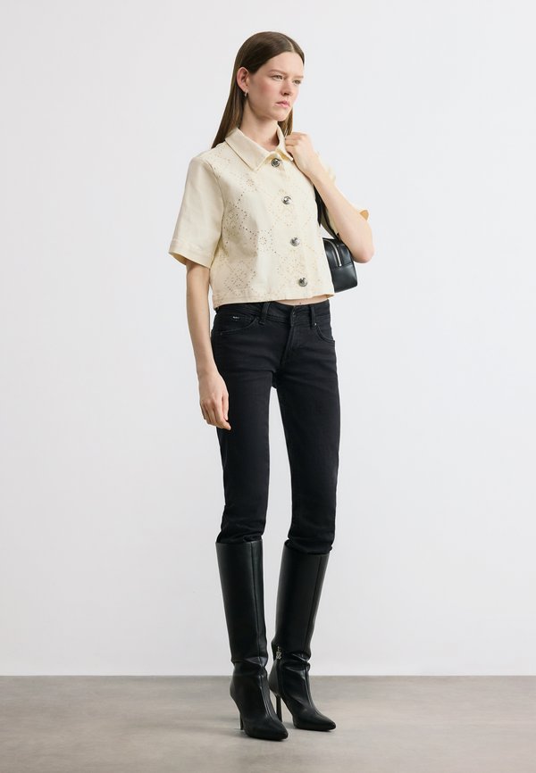 DKNY SHORT SLEEVE BUTTON FRONT COLLARED JACKET