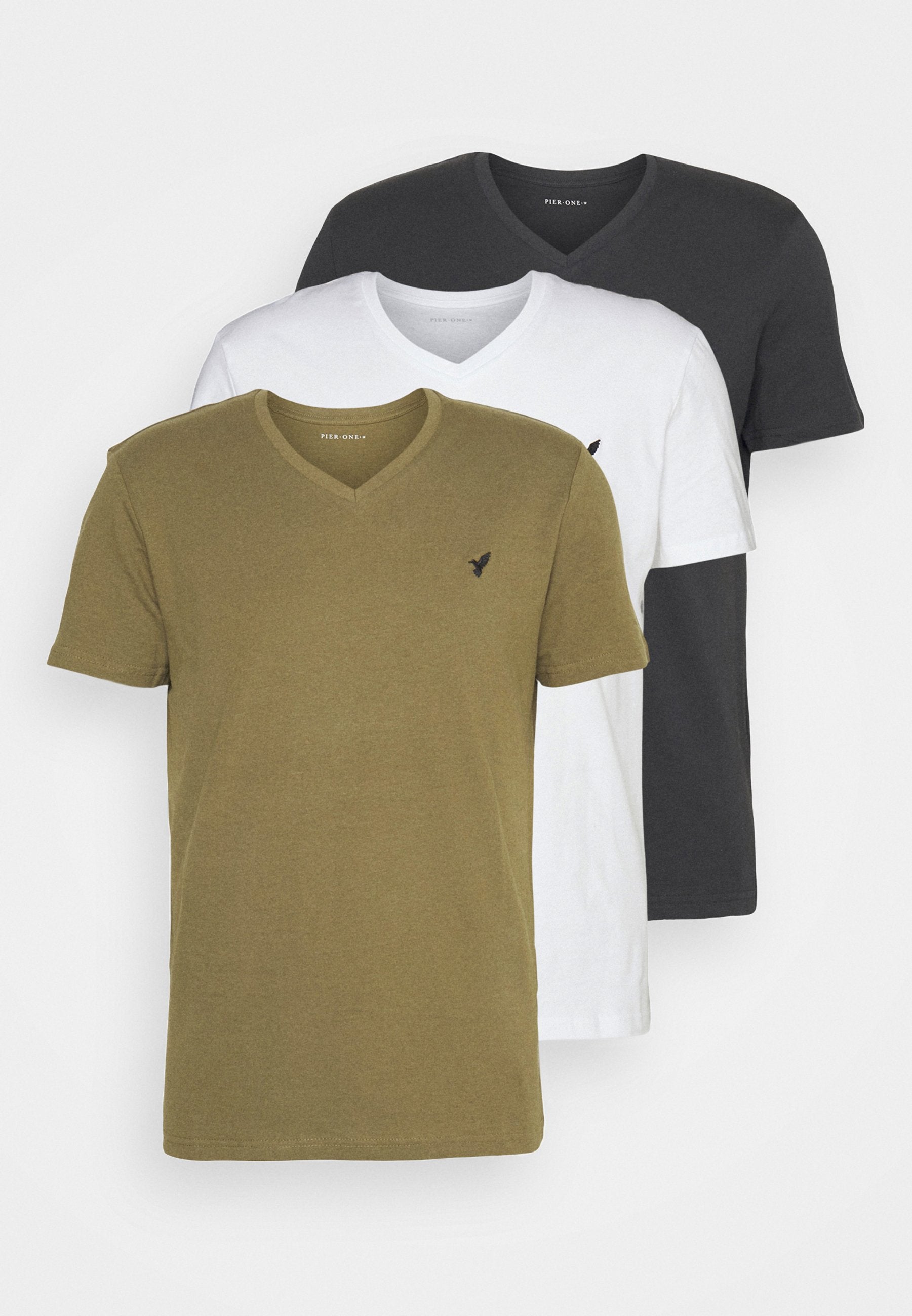 Pier One  V NECK BIRD TONAL 3 PACK
