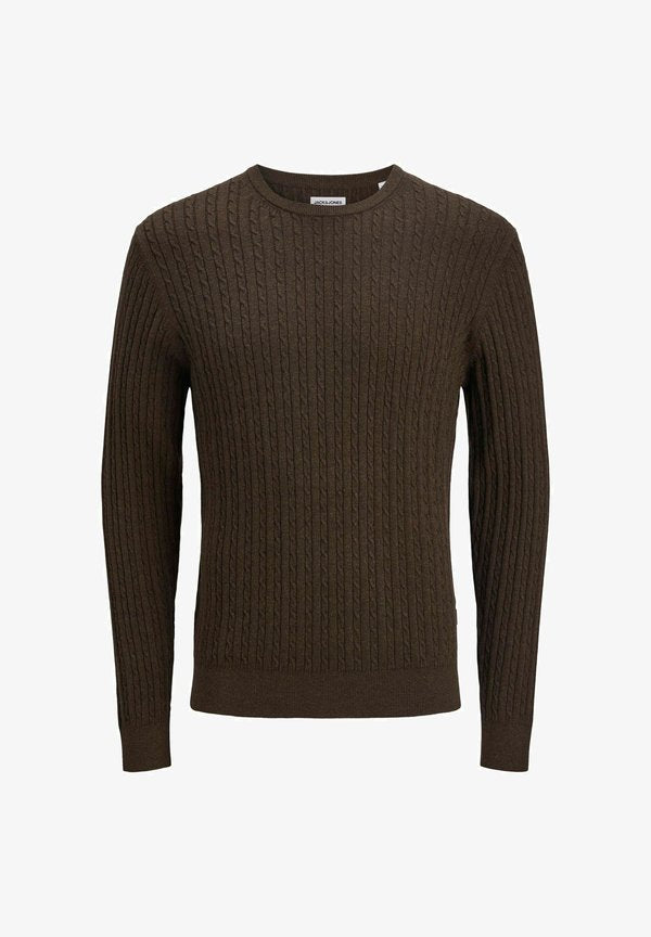 Jack & Jones JJEEMIL KNIT CABLE CREW NECK NOOS - Jumper - mulch