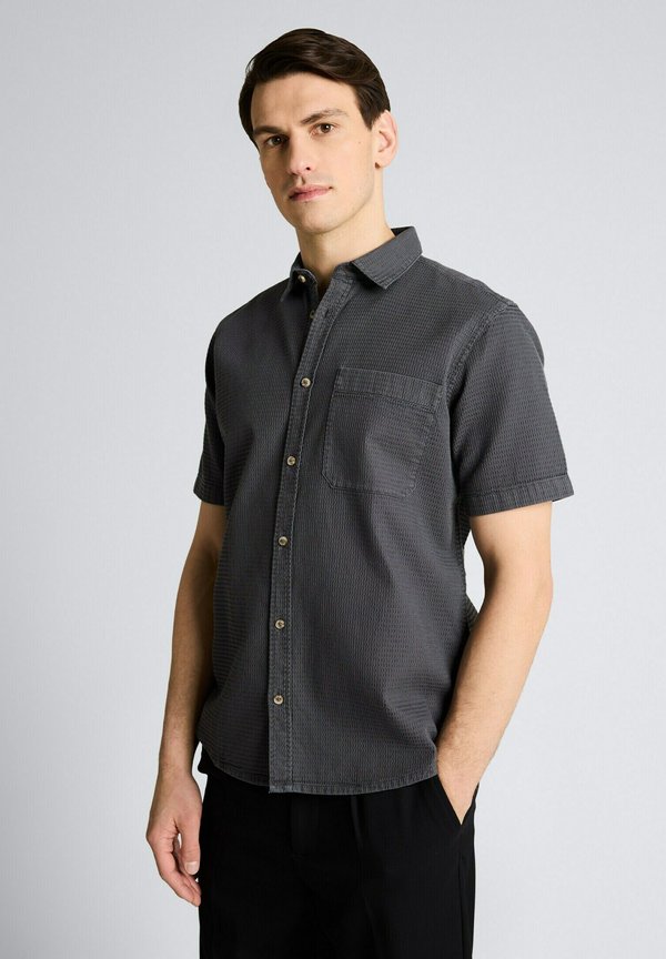 TOM TAILOR REGULAR FIT KURZARM MIT WAFFELSTRUKTUR - Shirt - tarmac grey