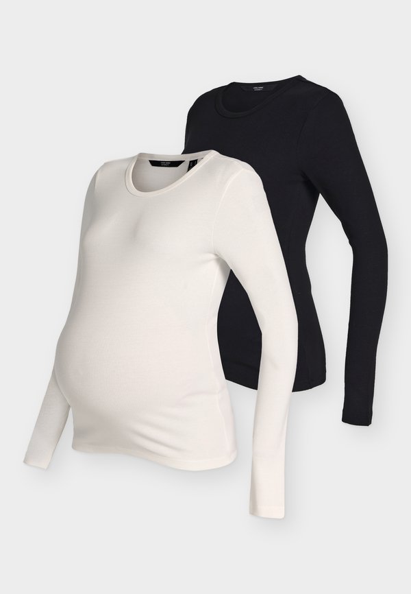 Vero Moda Maternity VMMCHLOE LONG SLEEVE TOPS PACK OF 2 - Long sleeved top - black pack:snow white