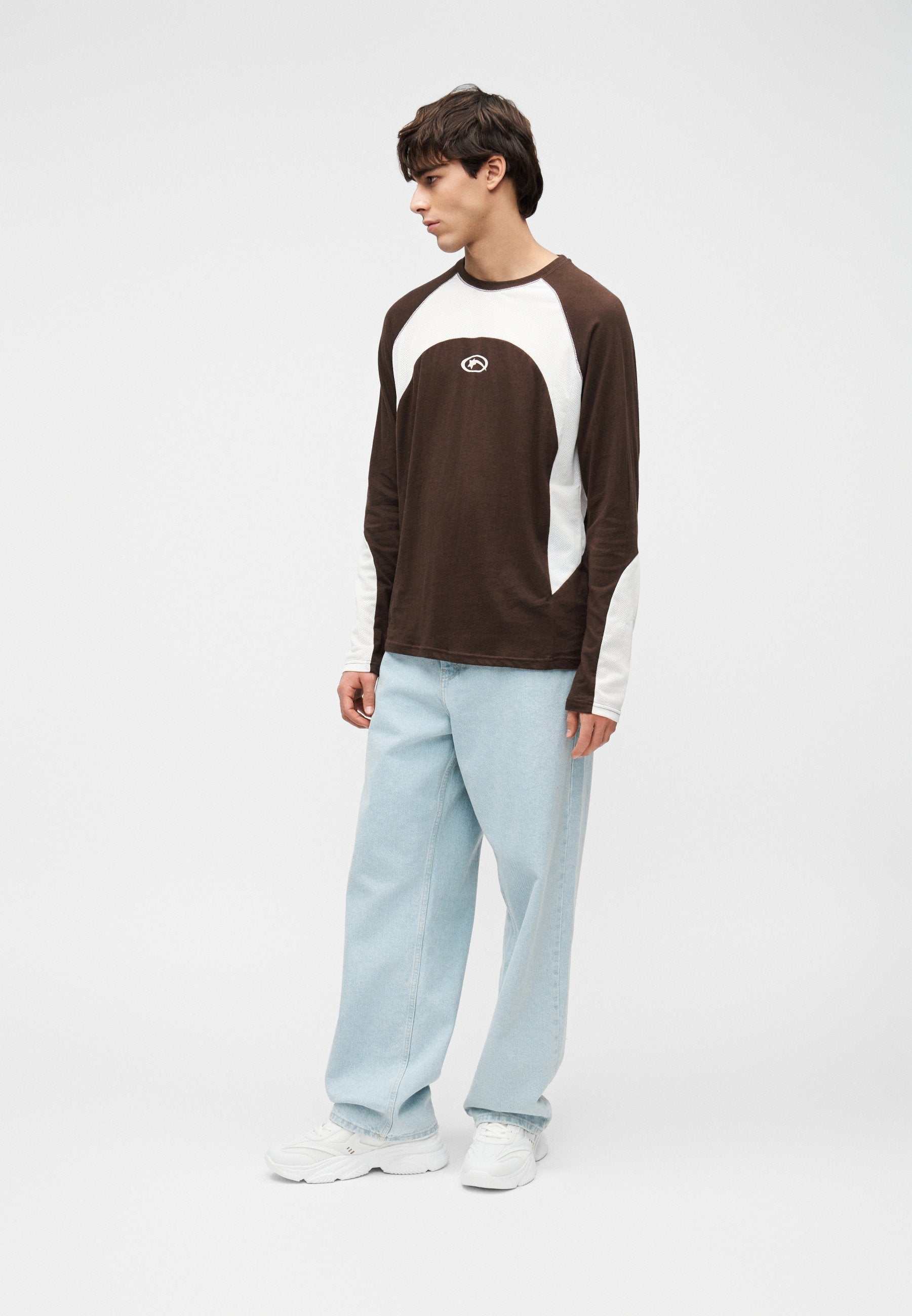 YOURTURN REGULAR FIT GRAPHIC & MESH COMBO LONG SLEEVED