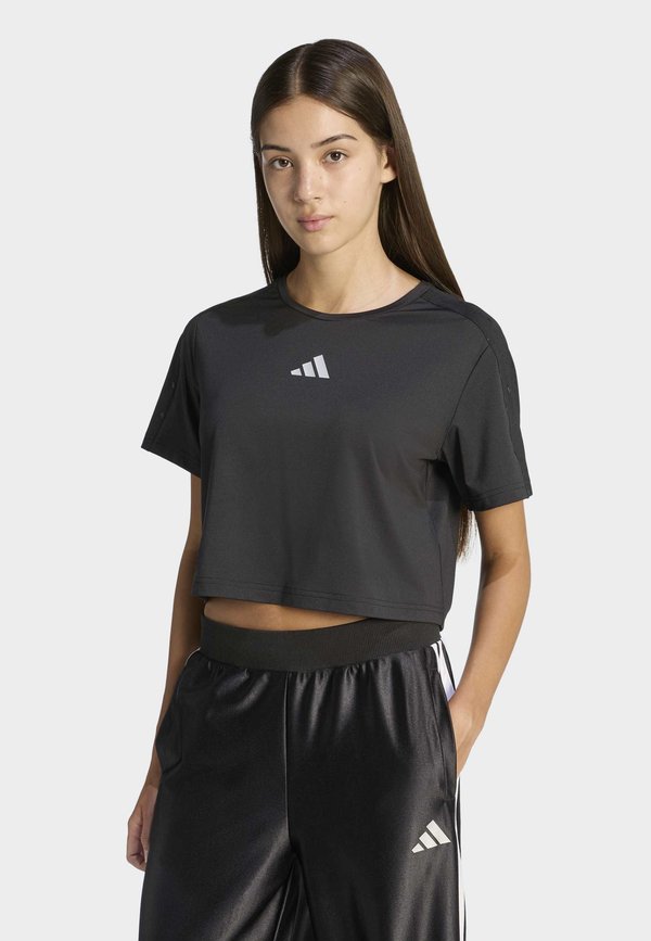 adidas Originals TRAIN ESSENTIALS SEASONAL PRINT T-SHIRT - Print T-shirt - black silver met