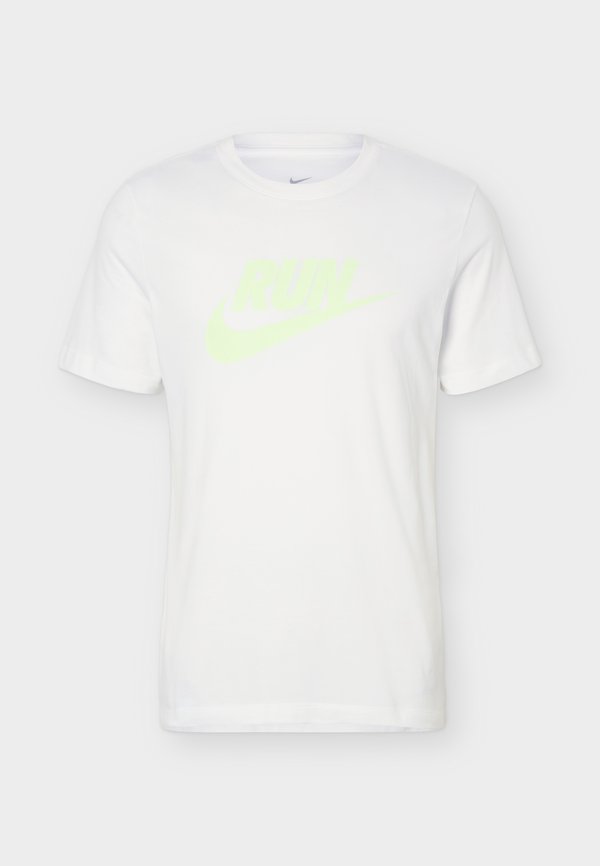 Nike Performance TEE RUN - Sports T-shirt - white/barely volt
